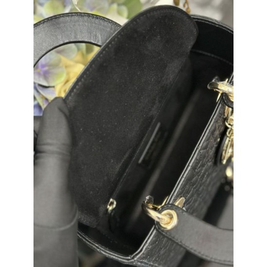 Premium Replica Dior Cannage Lucky Star Studded Mini Lady Dior Bag with D.I.O.R. Charms Black At Cheap Price