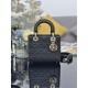 Premium Replica Dior Cannage Lucky Star Studded Mini Lady Dior Bag with D.I.O.R. Charms Black At Cheap Price