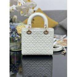Premium Replica Dior Cannage Lucky Star Studded Mini Lady Dior Bag with D.I.O.R. Charms White At Cheap Price