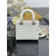 Premium Replica Dior Cannage Lucky Star Studded Mini Lady Dior Bag with D.I.O.R. Charms White At Cheap Price