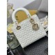 Premium Replica Dior Cannage Lucky Star Studded Mini Lady Dior Bag with D.I.O.R. Charms White At Cheap Price
