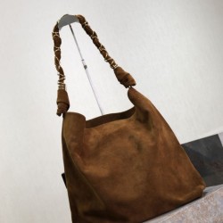 Premium Replica YSL Saint Laurent Amalia Shoulder Bag Embellished Suede Brown At Cheap Price
