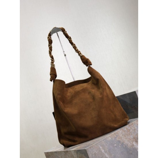 Premium Replica YSL Saint Laurent Amalia Shoulder Bag Embellished Suede Brown At Cheap Price