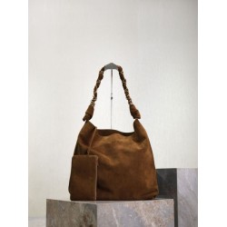 Premium Replica YSL Saint Laurent Amalia Shoulder Bag Embellished Suede Brown At Cheap Price
