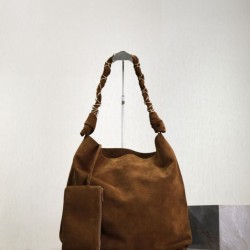 Premium Replica YSL Saint Laurent Amalia Shoulder Bag Embellished Suede Brown At Cheap Price