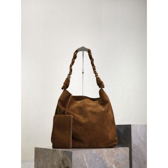 Premium Replica YSL Saint Laurent Amalia Shoulder Bag Embellished Suede Brown At Cheap Price