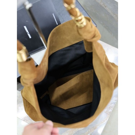 Premium Replica YSL Saint Laurent Amalia Shoulder Bag Embellished Suede Brown At Cheap Price