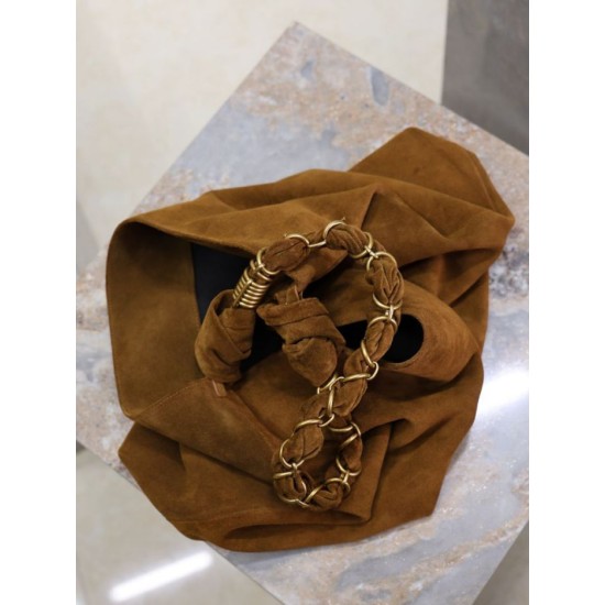 Premium Replica YSL Saint Laurent Amalia Shoulder Bag Embellished Suede Brown At Cheap Price
