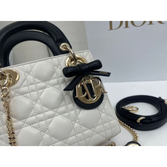 Fake Dior Mini Lady Dior Arco Cannage Lambskin Bag Beige/Black Knockoff Clone Sale Online Premium Replica Dior Mini Lady Dior Arco Cannage Lambskin Bag Beige/Black At Cheap Price
