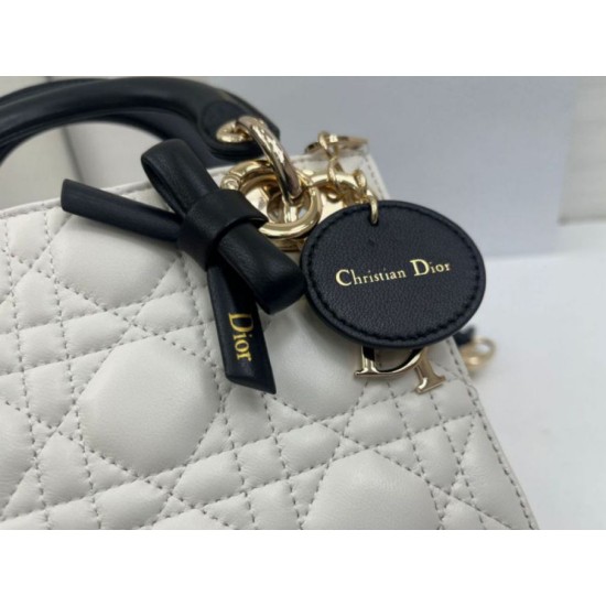 Fake Dior Mini Lady Dior Arco Cannage Lambskin Bag Beige/Black Knockoff Clone Sale Online Premium Replica Dior Mini Lady Dior Arco Cannage Lambskin Bag Beige/Black At Cheap Price