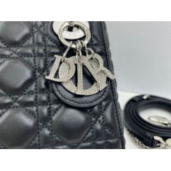 Premium Replica Dior Mini Lady Dior Arco bag with black D.I.O.R charms and silver hardware At Cheap Price