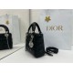 Premium Replica Dior Mini Lady Dior Arco bag with black D.I.O.R charms and silver hardware At Cheap Price