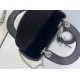 Premium Replica Dior Mini Lady Dior Arco bag with black D.I.O.R charms and silver hardware At Cheap Price