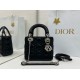 Premium Replica Dior Mini Lady Dior Arco bag with black D.I.O.R charms and silver hardware At Cheap Price