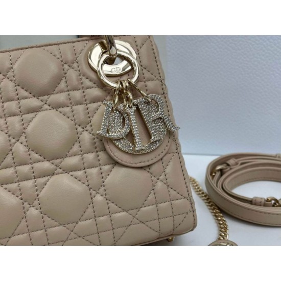 Premium Replica Dior Mini Lady Dior Arco bag with beige D.I.O.R charms At Cheap Price