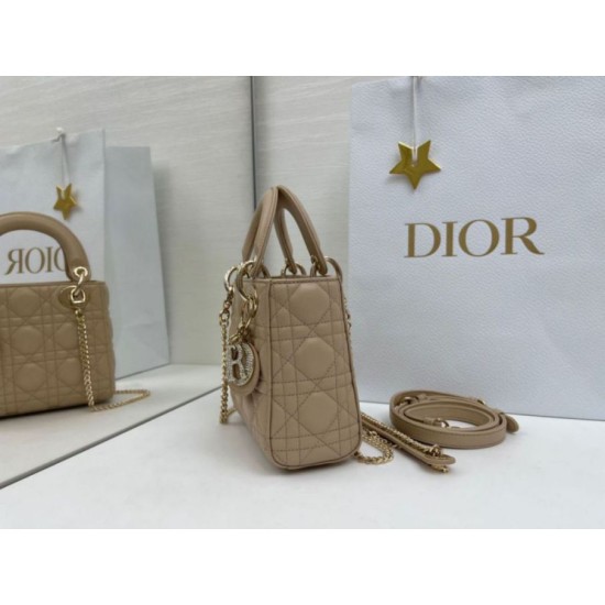 Premium Replica Dior Mini Lady Dior Arco bag with beige D.I.O.R charms At Cheap Price