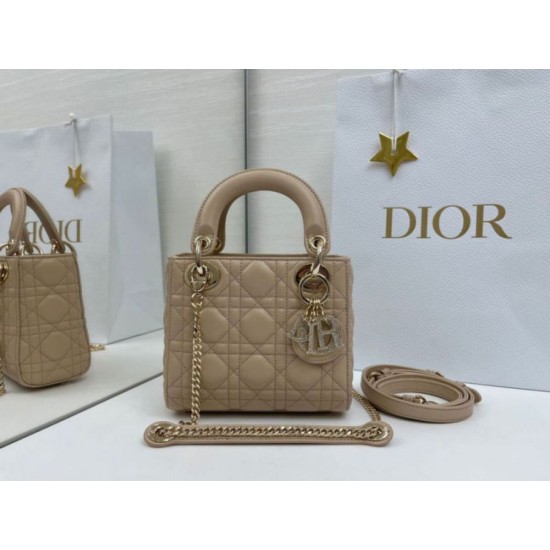 Premium Replica Dior Mini Lady Dior Arco bag with beige D.I.O.R charms At Cheap Price