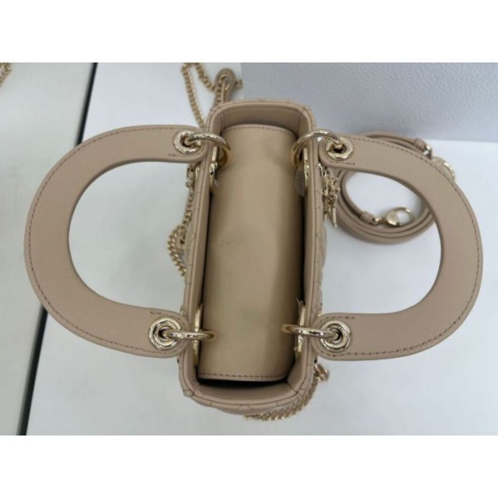 Premium Replica Dior Mini Lady Dior Arco bag with beige D.I.O.R charms At Cheap Price