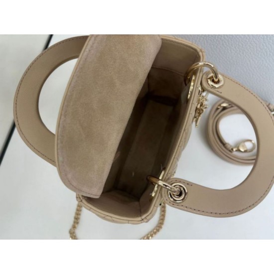 Premium Replica Dior Mini Lady Dior Arco bag with beige D.I.O.R charms At Cheap Price