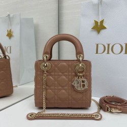 Premium Replica Dior Mini Lady Dior Arco bag with powder pink D.I.O.R charms At Cheap Price