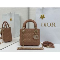 Premium Replica Dior Mini Lady Dior Arco bag with powder pink D.I.O.R charms At Cheap Price