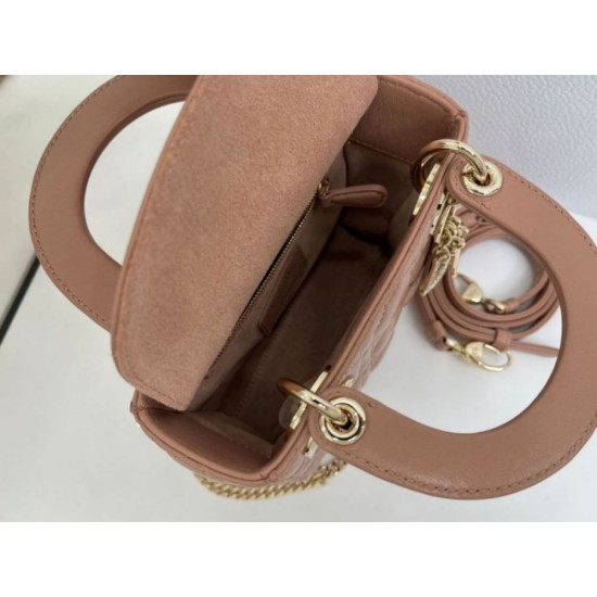 Fake Dior Mini Lady Dior Arco bag with powder pink D.I.O.R charms Knockoff Clone Sale Online Premium Replica Dior Mini Lady Dior Arco bag with powder pink D.I.O.R charms At Cheap Price
