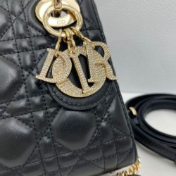 Premium Replica Dior Mini Lady Dior Arco bag with black D.I.O.R charms and gold hardware At Cheap Price