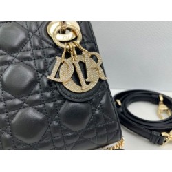 Premium Replica Dior Mini Lady Dior Arco bag with black D.I.O.R charms and gold hardware At Cheap Price