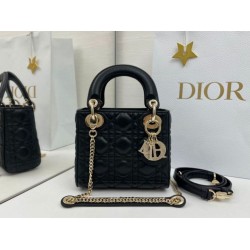 Premium Replica Dior Mini Lady Dior Arco bag with black D.I.O.R charms and gold hardware At Cheap Price