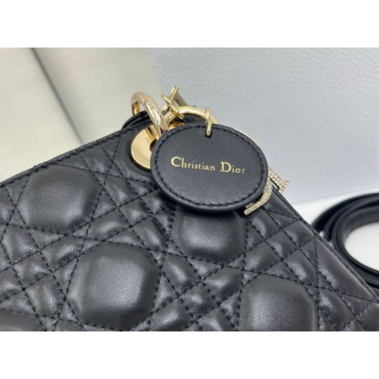 Fake Dior Mini Lady Dior Arco bag with black D.I.O.R charms and gold hardware Knockoff Clone Sale Online Premium Replica Dior Mini Lady Dior Arco bag with black D.I.O.R charms and gold hardware At Cheap Price