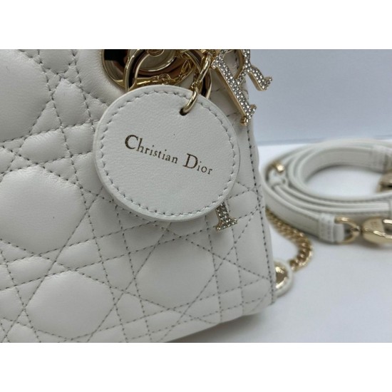 Premium Replica Dior Mini Lady Dior Arco bag with white D.I.O.R charms and gold hardware At Cheap Price