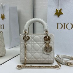 Premium Replica Dior Mini Lady Dior Arco bag with white D.I.O.R charms and gold hardware At Cheap Price