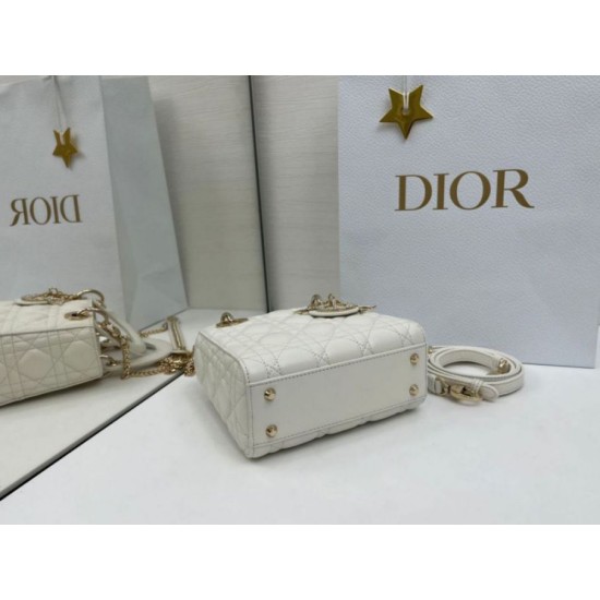 Premium Replica Dior Mini Lady Dior Arco bag with white D.I.O.R charms and gold hardware At Cheap Price