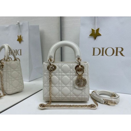 Premium Replica Dior Mini Lady Dior Arco bag with white D.I.O.R charms and gold hardware At Cheap Price