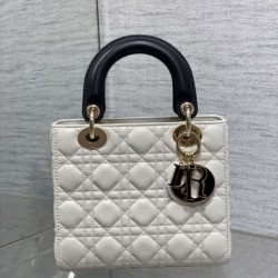 Premium Replica Small Lady Dior My ABCDior bag white cannage metal with D.I.O.R pendant At Cheap Price