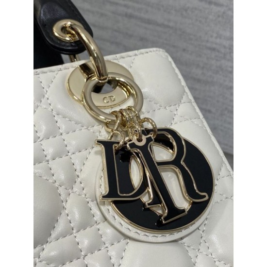 Premium Replica Small Lady Dior My ABCDior bag white cannage metal with D.I.O.R pendant At Cheap Price