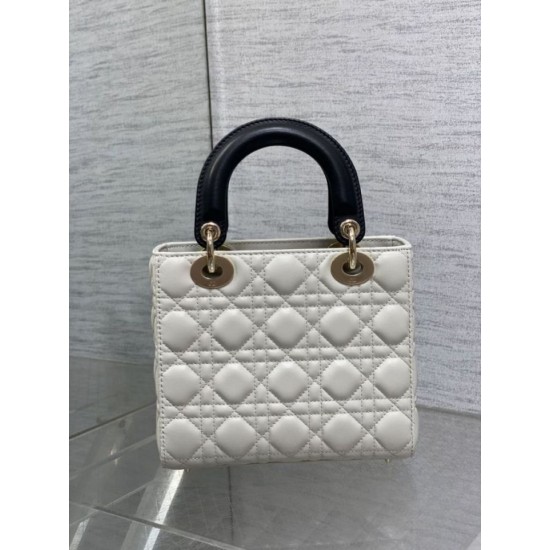 Premium Replica Small Lady Dior My ABCDior bag white cannage metal with D.I.O.R pendant At Cheap Price