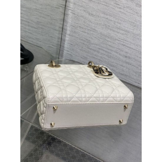Premium Replica Small Lady Dior My ABCDior bag white cannage metal with D.I.O.R pendant At Cheap Price