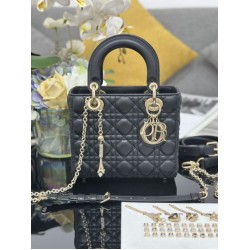 Premium Replica Small Lady Dior My ABCDior bag with D.I.O.R black cannage lambskin pendant At Cheap Price