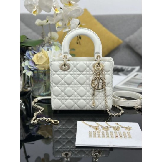 Fake Small Lady Dior My ABCDior bag with D.I.O.R white cannage lambskin pendant Knockoff Clone Sale Online Premium Replica Small Lady Dior My ABCDior bag with D.I.O.R white cannage lambskin pendant At Cheap Price