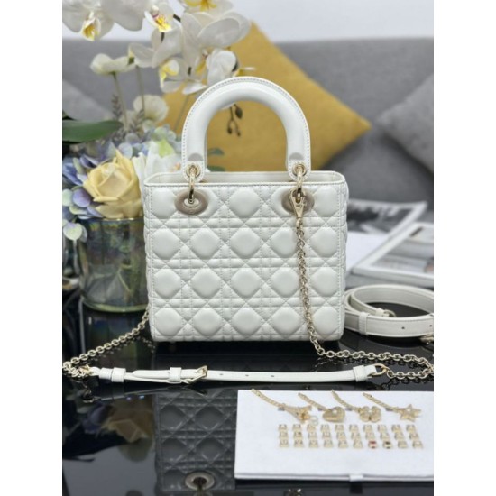 Fake Small Lady Dior My ABCDior bag with D.I.O.R white cannage lambskin pendant Knockoff Clone Sale Online Premium Replica Small Lady Dior My ABCDior bag with D.I.O.R white cannage lambskin pendant At Cheap Price