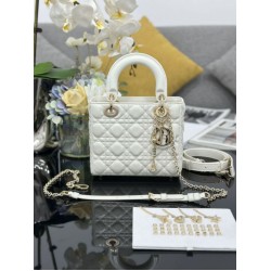 Premium Replica Small Lady Dior My ABCDior bag with D.I.O.R white cannage lambskin pendant At Cheap Price