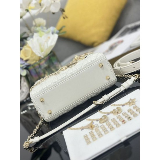 Fake Small Lady Dior My ABCDior bag with D.I.O.R white cannage lambskin pendant Knockoff Clone Sale Online Premium Replica Small Lady Dior My ABCDior bag with D.I.O.R white cannage lambskin pendant At Cheap Price