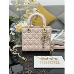 Premium Replica Small Lady Dior My ABCDior bag with D.I.O.R pink cannage lambskin pendant At Cheap Price