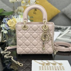 Premium Replica Small Lady Dior My ABCDior bag with D.I.O.R pink cannage lambskin pendant At Cheap Price