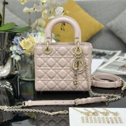Premium Replica Small Lady Dior My ABCDior bag with D.I.O.R pink cannage lambskin pendant At Cheap Price