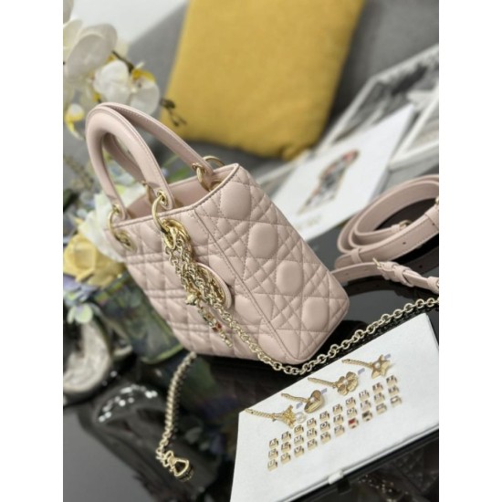Fake Small Lady Dior My ABCDior bag with D.I.O.R pink cannage lambskin pendant Knockoff Clone Sale Online Premium Replica Small Lady Dior My ABCDior bag with D.I.O.R pink cannage lambskin pendant At Cheap Price