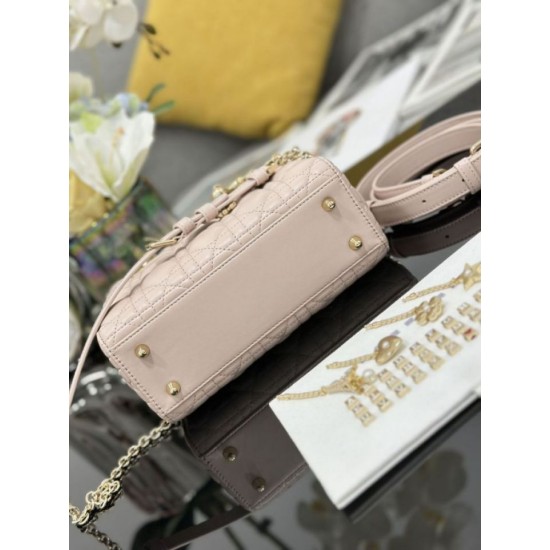 Fake Small Lady Dior My ABCDior bag with D.I.O.R pink cannage lambskin pendant Knockoff Clone Sale Online Premium Replica Small Lady Dior My ABCDior bag with D.I.O.R pink cannage lambskin pendant At Cheap Price