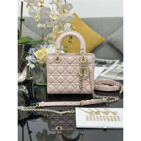 Fake Small Lady Dior My ABCDior bag with D.I.O.R pink cannage lambskin pendant Knockoff Clone Sale Online Premium Replica Small Lady Dior My ABCDior bag with D.I.O.R pink cannage lambskin pendant At Cheap Price