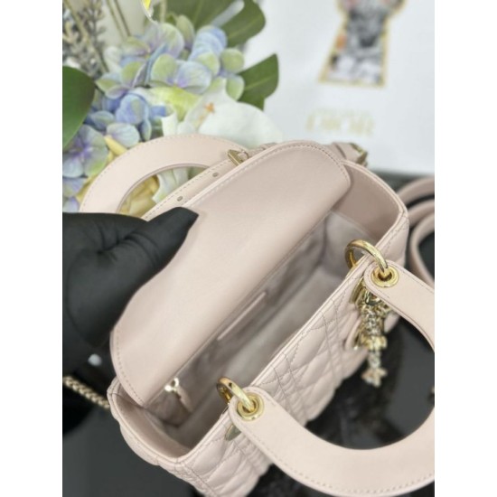 Fake Small Lady Dior My ABCDior bag with D.I.O.R pink cannage lambskin pendant Knockoff Clone Sale Online Premium Replica Small Lady Dior My ABCDior bag with D.I.O.R pink cannage lambskin pendant At Cheap Price